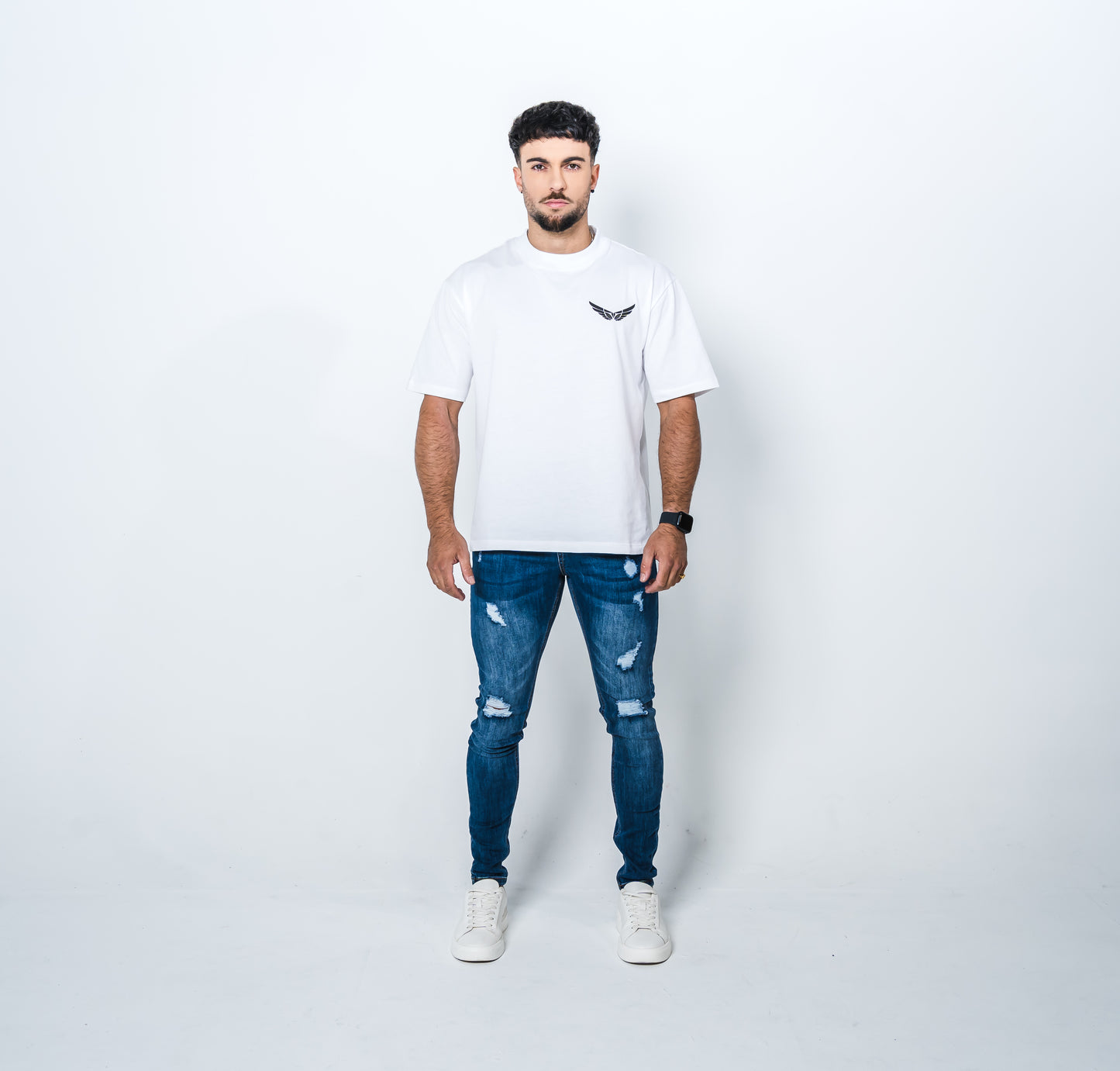 Dark Blue Fitted Ripped Jean