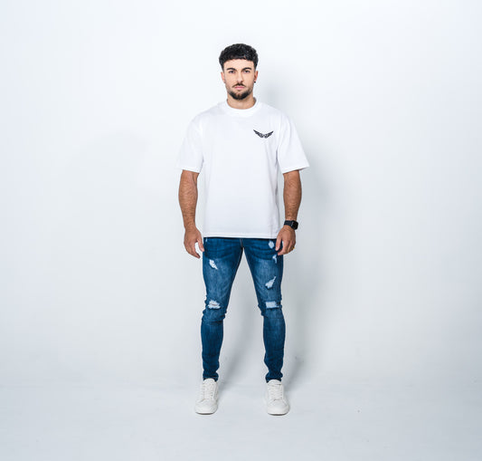 Dark Blue Fitted Ripped Jean