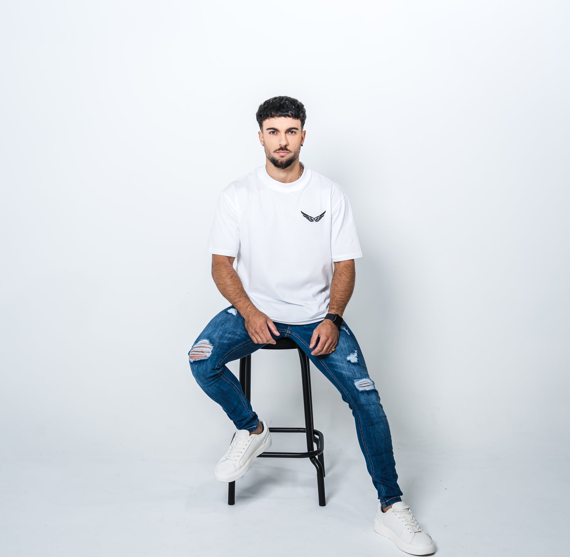 Dark Blue Fitted Ripped Jean