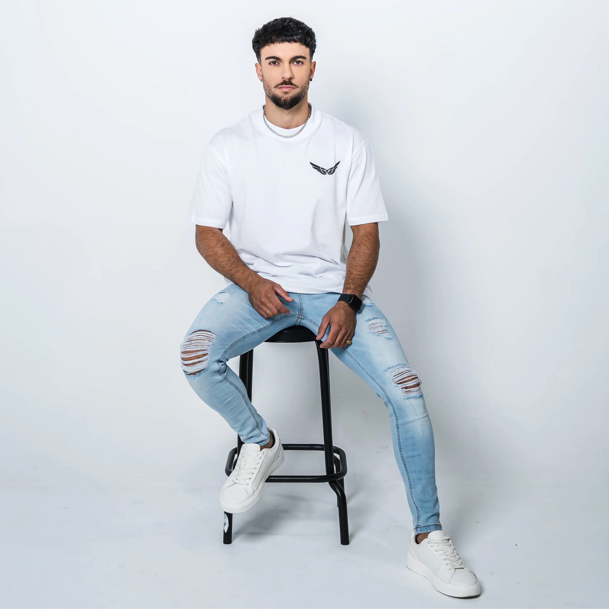 Light Blue Fitted Ripped Jean