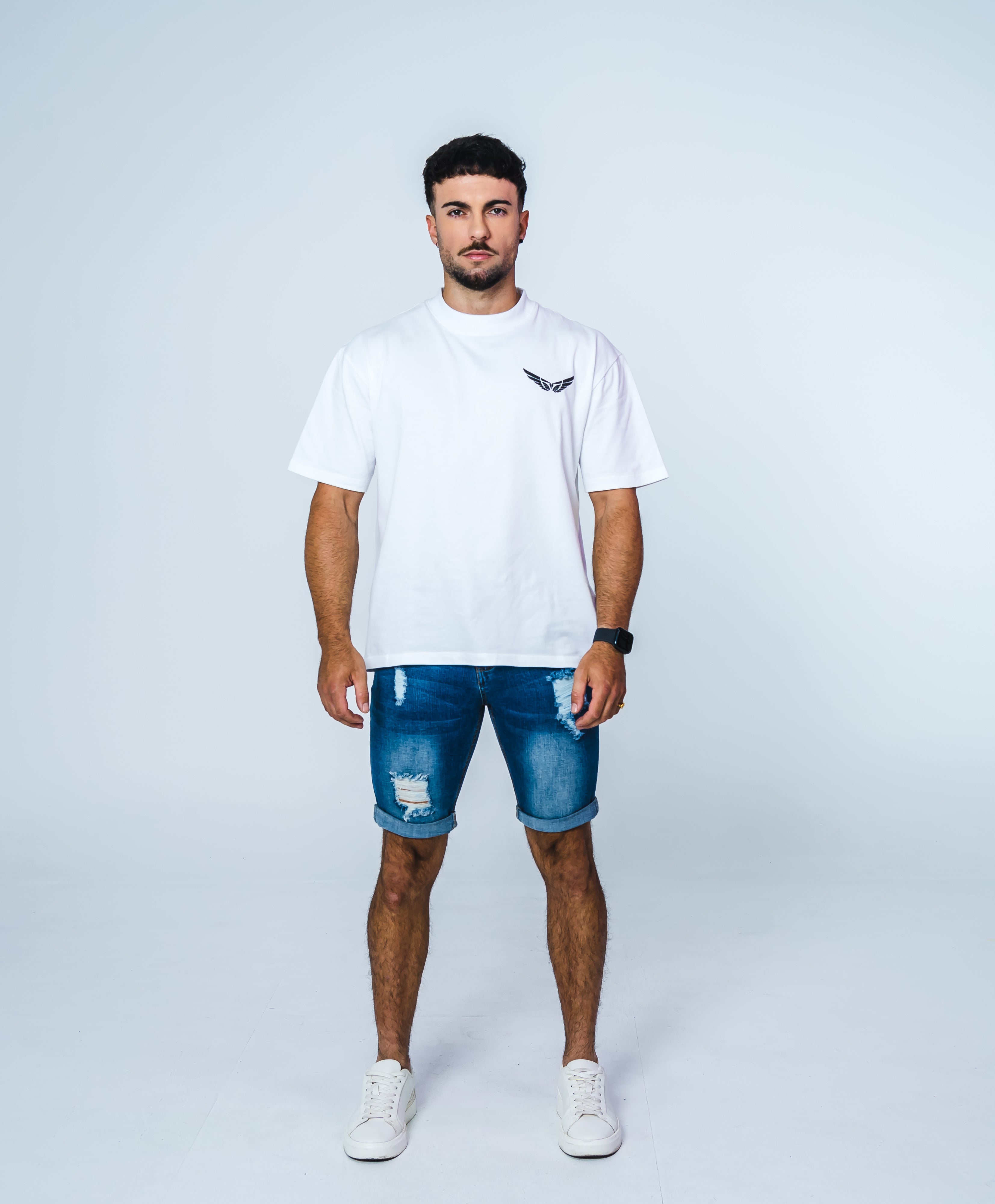 Dark Blue Fitted Ripped Jean Short