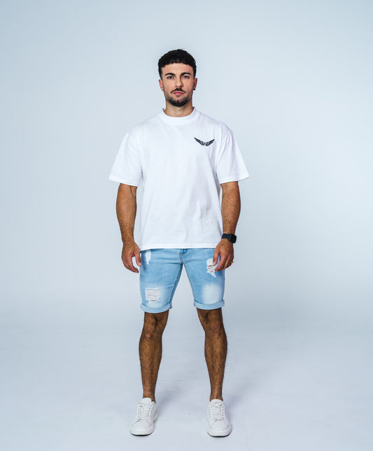 Light Blue Fitted Ripped Jean Short
