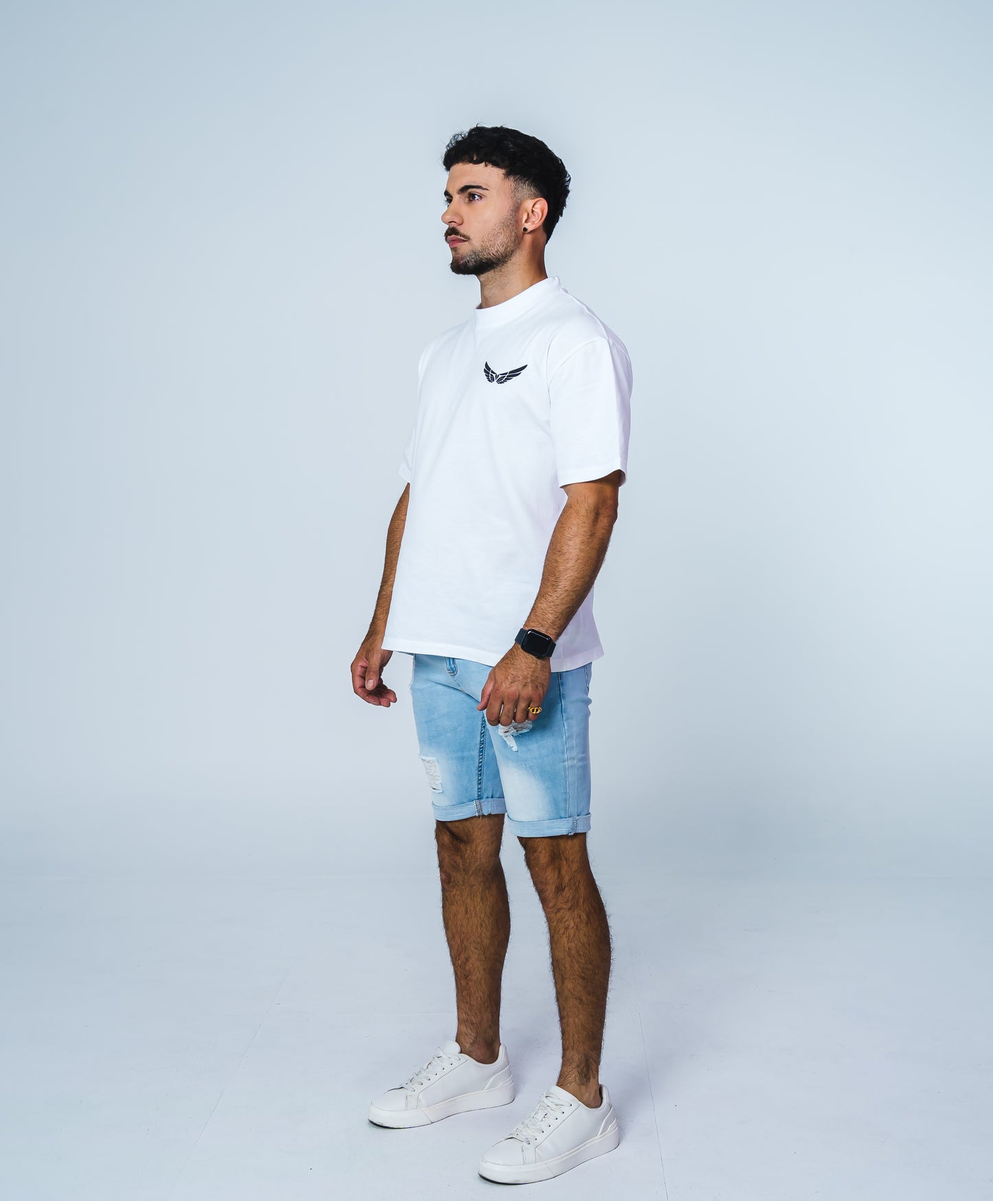 Light Blue Fitted Ripped Jean Short