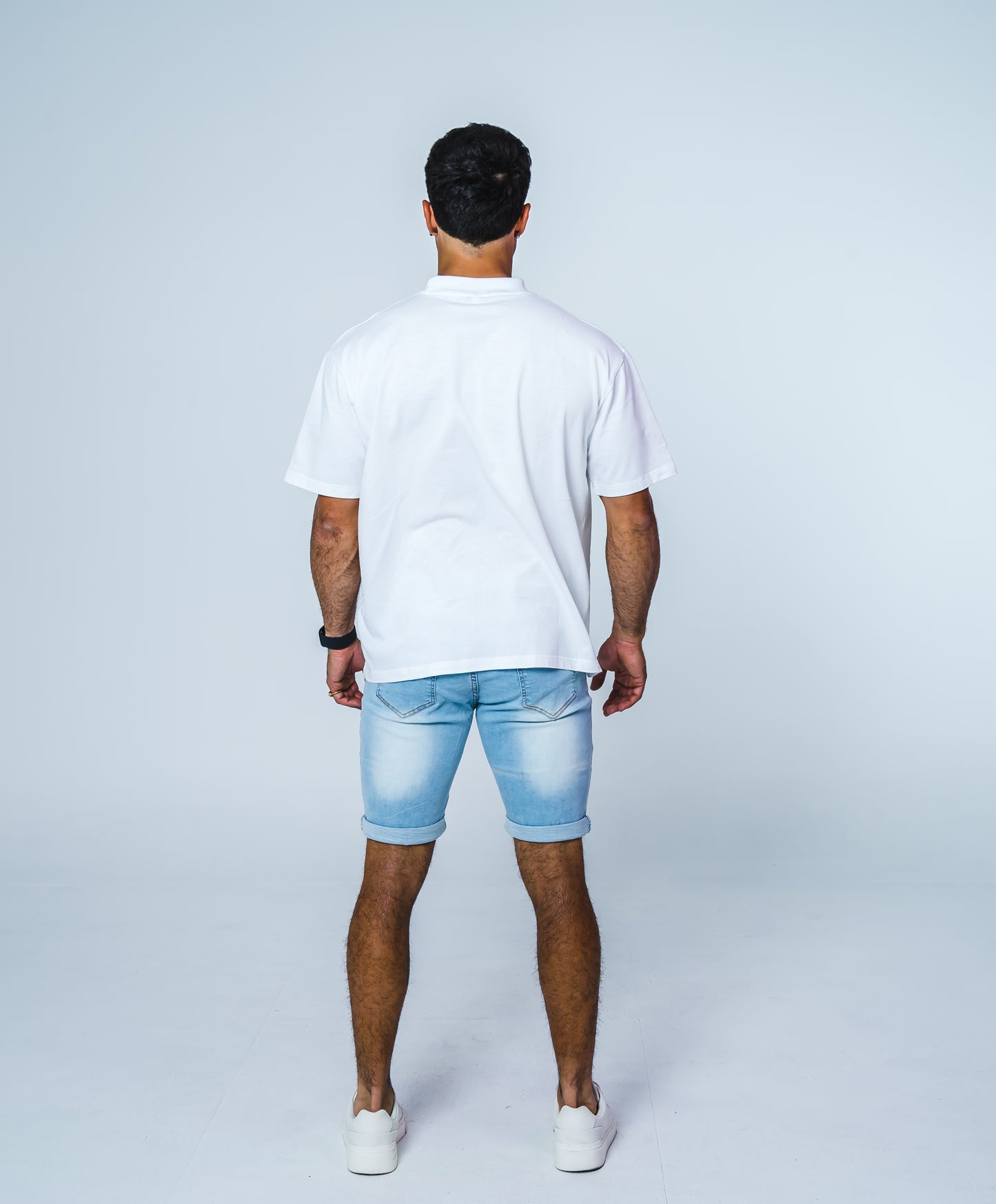 Light Blue Fitted Ripped Jean Short