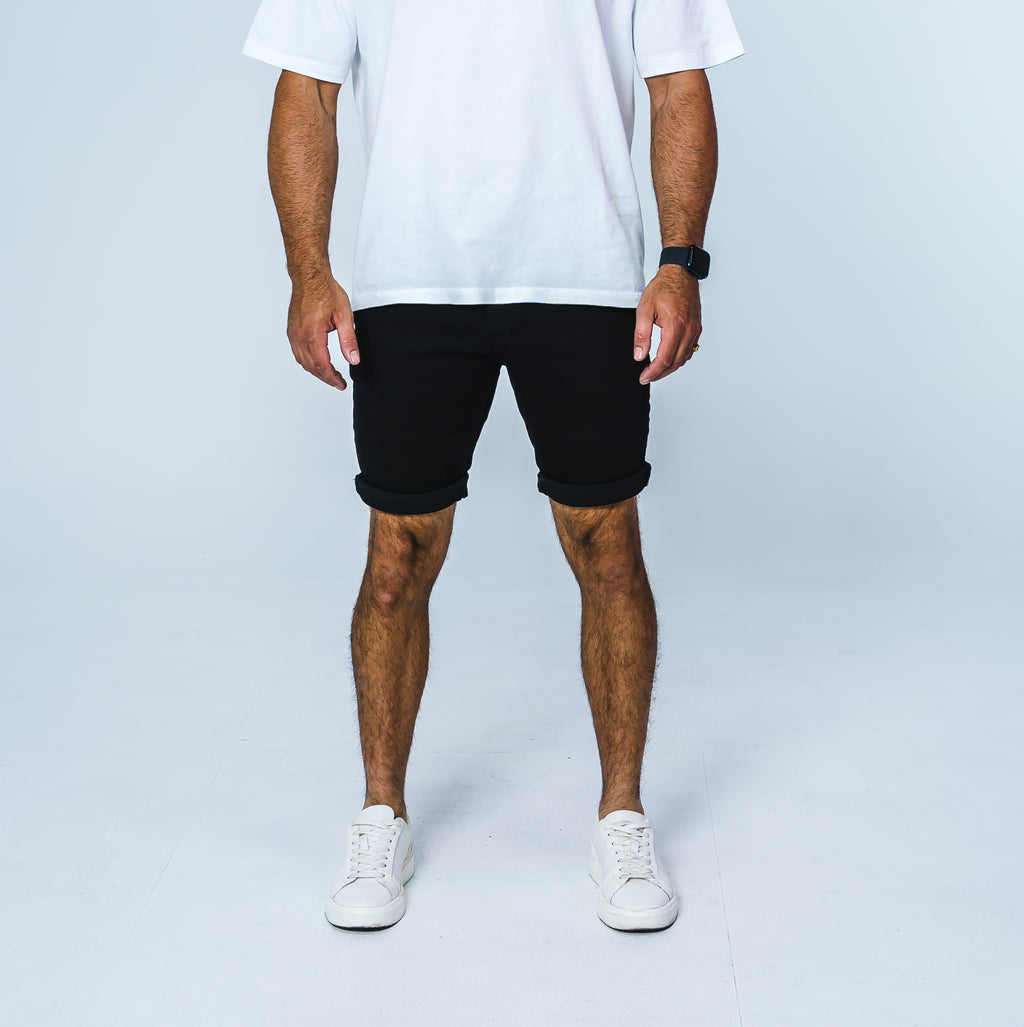 Black Fitted Jean Short