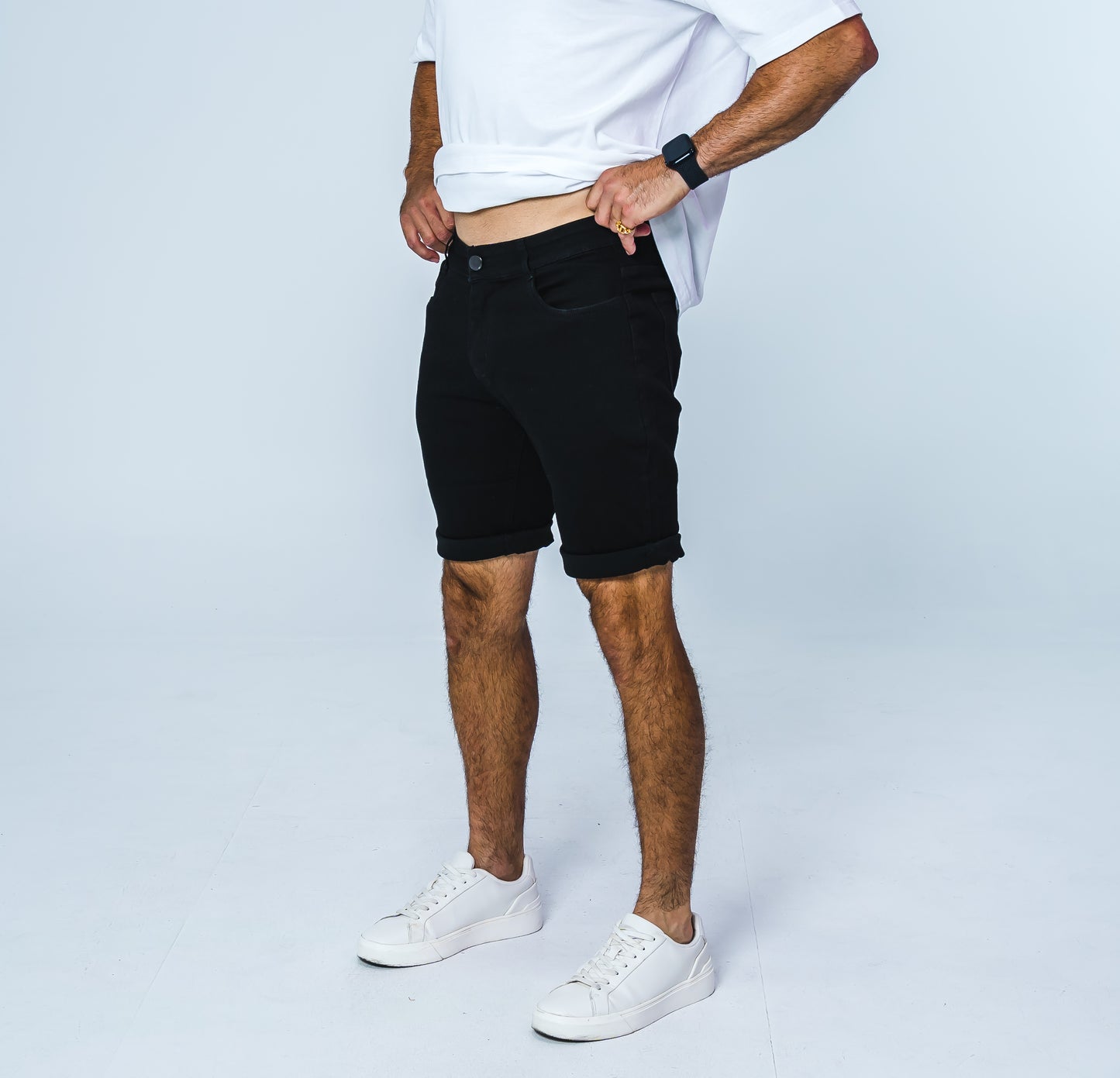 Black Fitted Jean Short