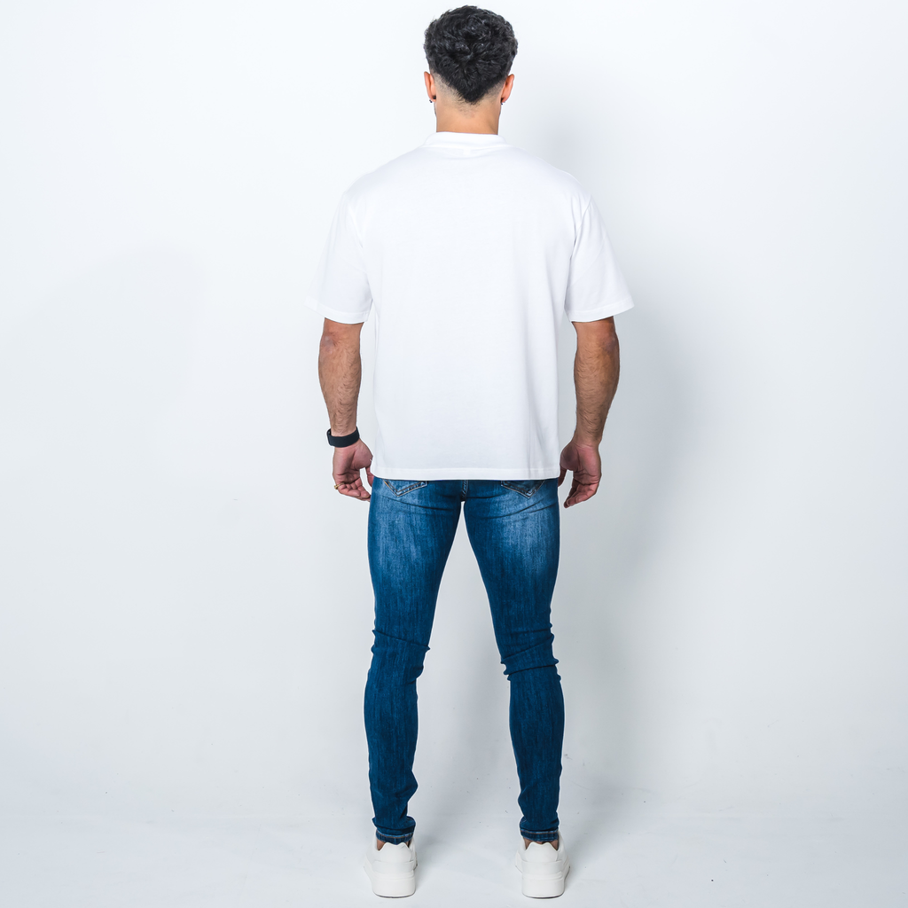 Dark Blue Fitted Ripped Jean