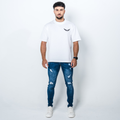 Dark Blue Fitted Ripped Jean