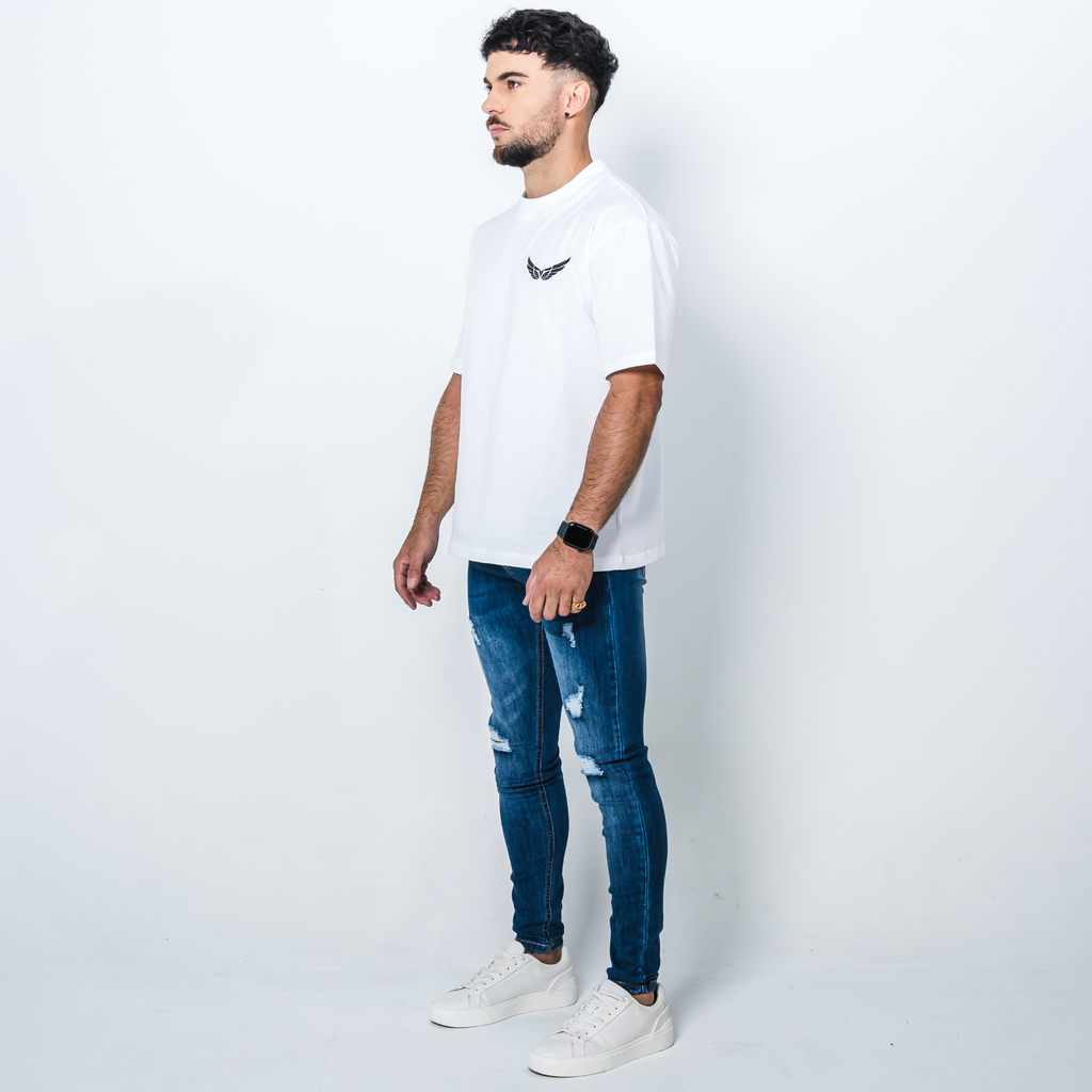 Dark Blue Fitted Ripped Jean